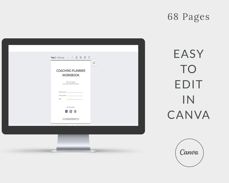 Coaching Planner, Coaching Business Planner Template Canva, life coach planner, coaching toolkit, coaching workbook, business coach planner