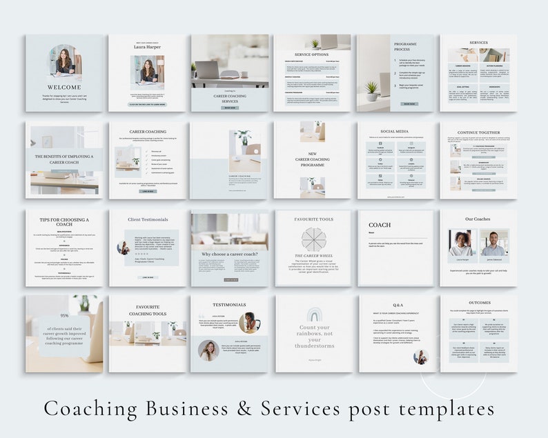 Career Coach Instagram Templates, Canva Social Media Kit Coaching, New Post, Square and Story