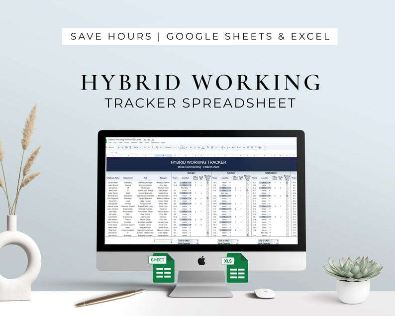 Hybrid Work Tracker Spreadsheet Template, MS Word & Google Docs ...