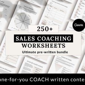Sales Coaching Worksheet Templates, Canva Templates, Sales Coaching Templates, Sales Strategy Coaching Toolkit, Sales Coaching Workbook