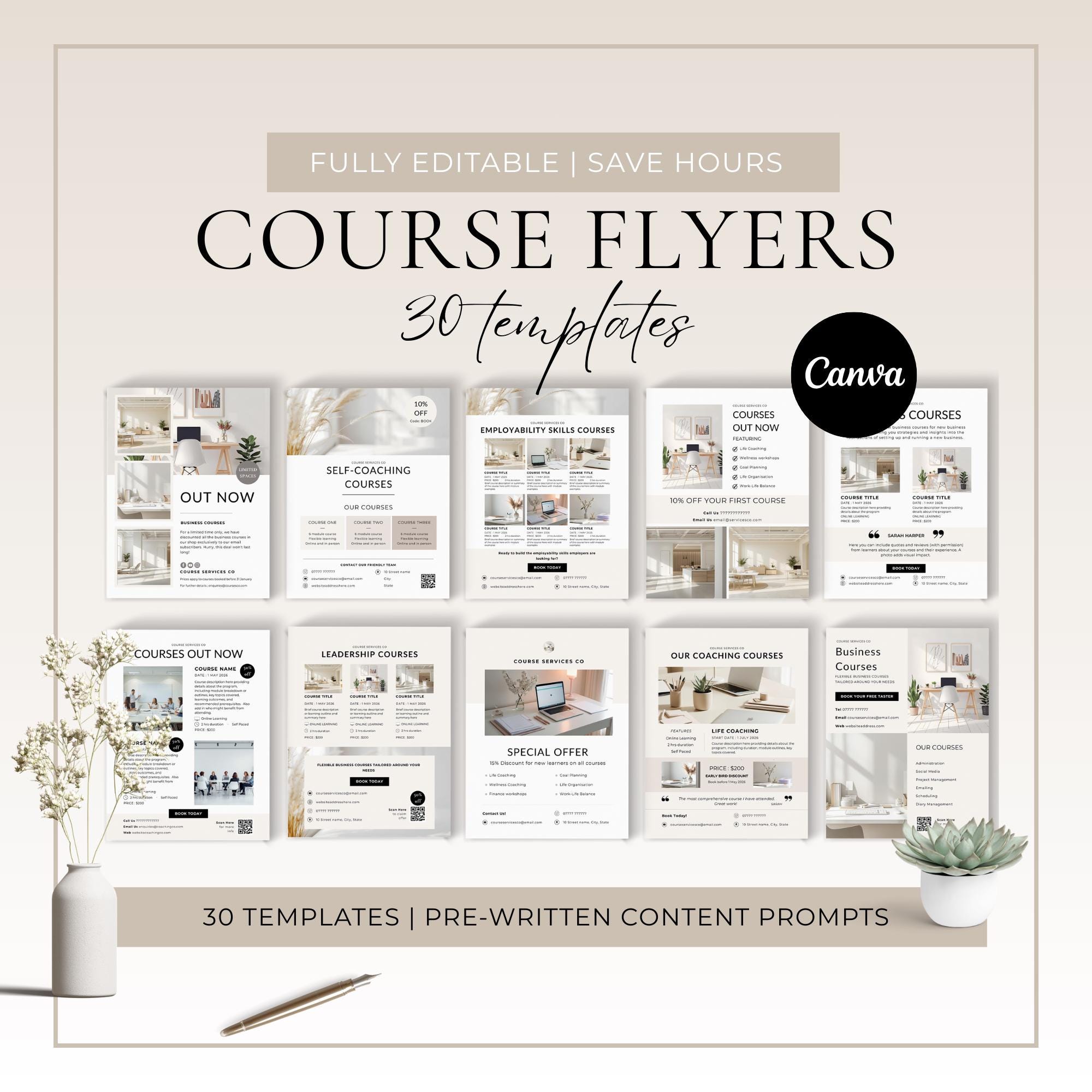 30 Course Flyer Templates, Seminar & Webinar Ads (canva) - Etsy
