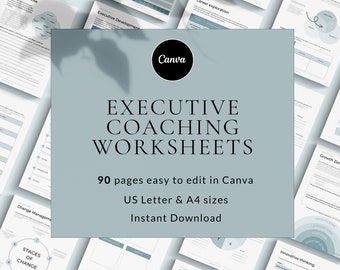 Executive Coaching Worksheet Templates, Canva Templates, Leadership Coaching Templates, Management Coaching Toolkit, Business Coaching