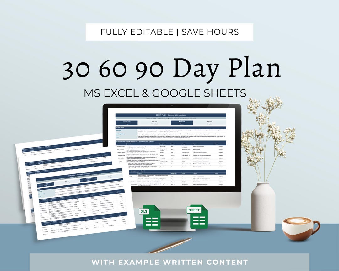 30 60 90 Day Plan, New Hire Onboarding Template, HR Tools, Excel ...