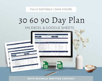 30 60 90 Day Plan, New Hire Onboarding Template, HR Tools, Excel, Google Sheets
