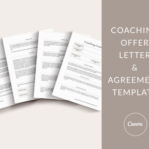 Plantilla de contrato de coaching, plantilla de oferta de coaching, plantilla de acuerdo de coaching, canva coaching, carta de oferta de coaching, hojas de trabajo de coaching