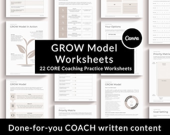 GROW Model Coaching Templates, Grow Coaching Model Exercises, Life Coaching Workbook, Ebook Template Canva, Coaching Questions, Grow Method