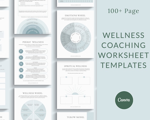 Wellness Coaching Worksheets Canva Templates, Wellness Business, Health and Wellness Templates, Wellness Coach, Wellbeing Coach Life coach