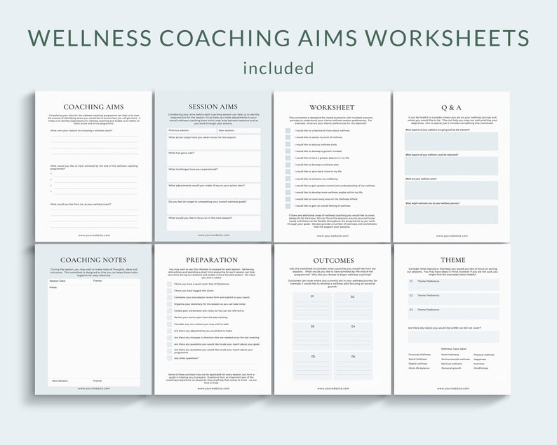 Wellness Coaching Worksheets Canva Templates, Wellness Business, Health and Wellness Templates, Wellness Coach, Wellbeing Coach Life coach