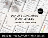 300 Coaching Worksheet Bundle, Life Coach Canva Templates (Digital Download)