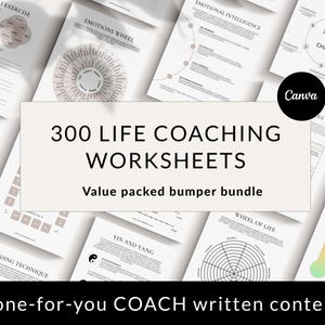 Pacchetto di fogli di lavoro di coaching, quaderno di lavoro di life coaching, modello Canva, modelli di coaching per l&#39;amor proprio, strumenti di life coaching, risorse di coaching