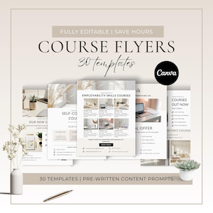 Canva Course Flyer Templates Bundle, Advertising Leaflet Designs (Digital Download)