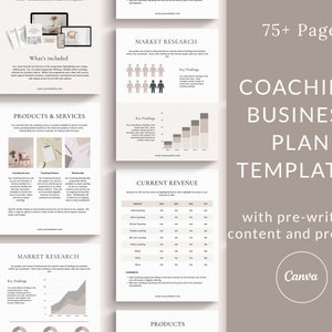 Coaching Business Plan Template, Canva Template, Life Coach Business Plan Template, Business Coach Plan, Coaching Plan, Career Coach Plan