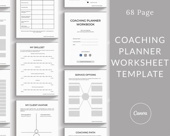 Coaching Planner, Coaching Business Planner Template Canva, life coach planner, coaching toolkit, coaching workbook, business coach planner