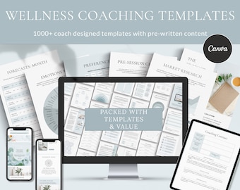 Wellness Business Toolkit, Wellness Canva Templates, Wellness Coach Templates, Canva Wellness Coaching Templates, Wellbeing Coach, Holistic