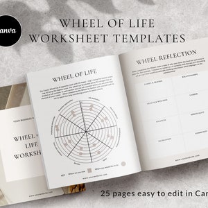 Wheel of Life Template Bundle, Coaching Worksheets Canva Template Wheel of Life Assessment, Life Balance Wheel Coaching Templates Life Wheel