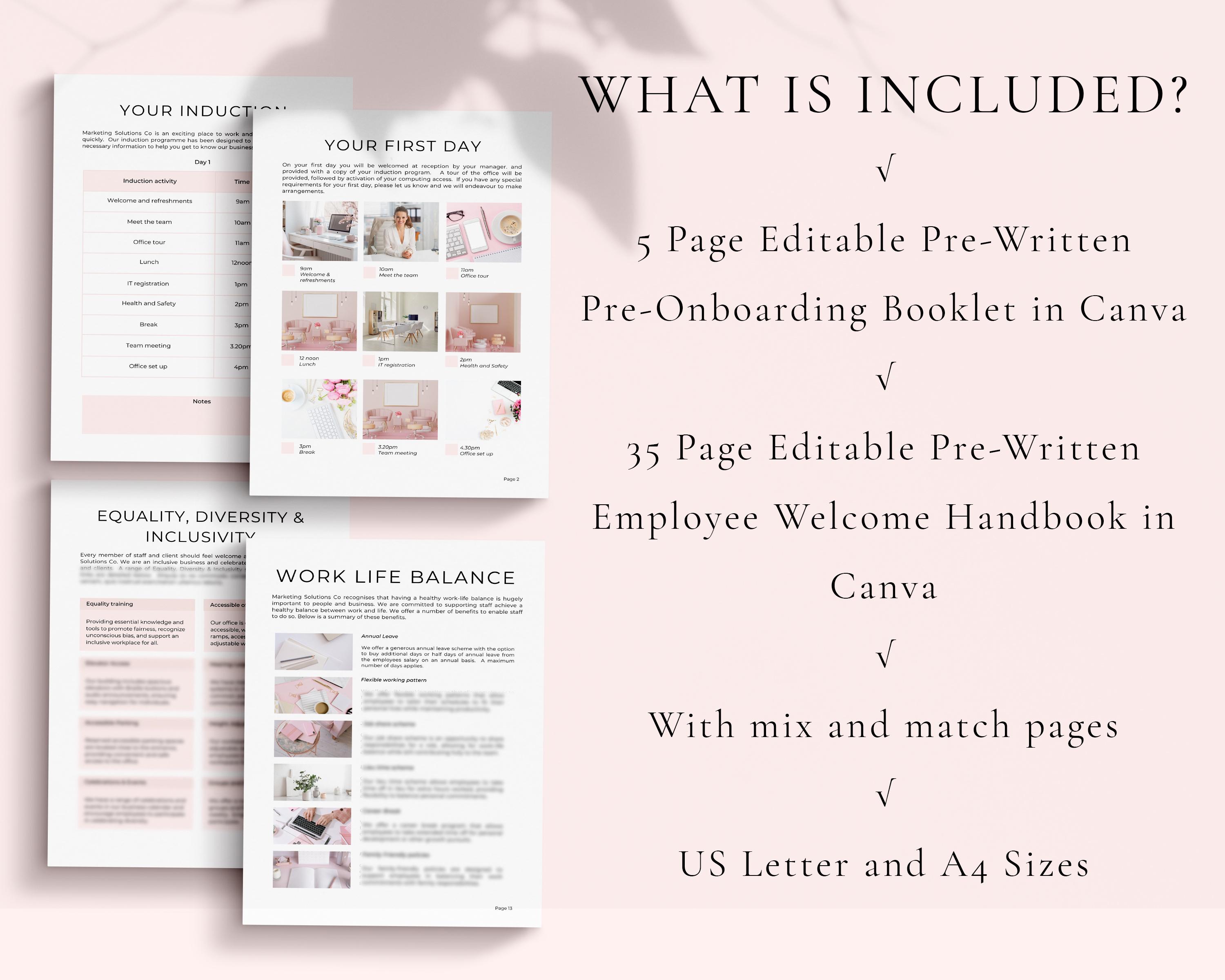 Editable Employee Handbook Canva Templates, New Hire Onboarding (US ...