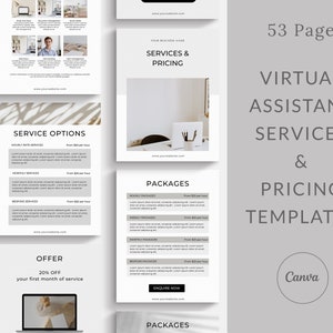 Virtual Assistant Client Services and Pricing Template, Price List Template, Virtual Assistant Packages, VA Portfolio Business Proposal, VA