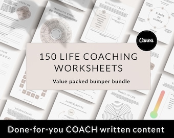 Life Coaching Workbook, Canva Templates, Coaching Tools, 150 Worksheets, Ebook (Digital Download)