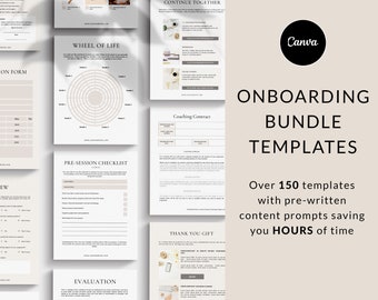 Coaching Client Onboarding Templates Bundle, Canva Welcome Packet Forms