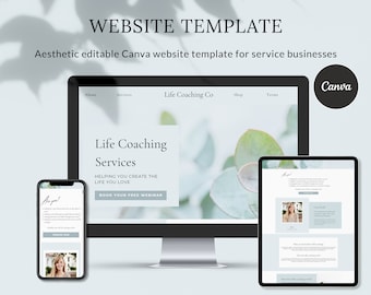 Canva Website Template, Health and Wellness Business Templates, Canva Website for Coaches, Wellness Coaching Website, Sales Page template