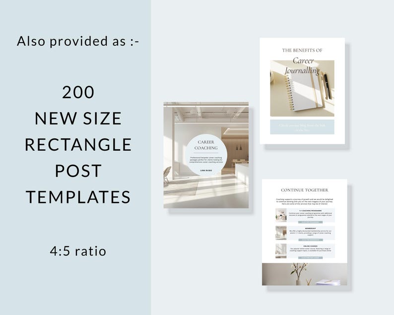 Career Coach Instagram Templates, Canva Social Media Kit Coaching, New Post, Square and Story