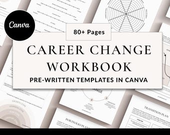 Career Change Coaching Workbook, Canva templates, Journal Worksheets, Career Planner, Planning Goals, Job Switching
