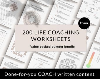 Life Coach Worksheet Templates Bundle, Lifestyle Coach Toolkit, Canva Ebook Workbook