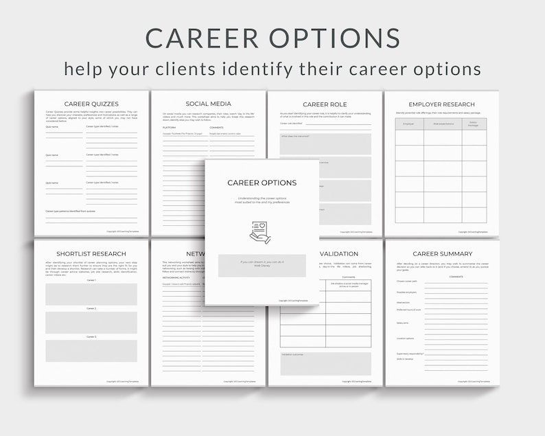 Printable Career Plan Workbook, Career Plan printable, Career Planning tools, Career Coaching printable pdf, Career Toolkit, Career Change