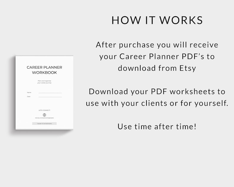 Printable Career Plan Workbook, Career Plan printable, Career Planning tools, Career Coaching printable pdf, Career Toolkit, Career Change