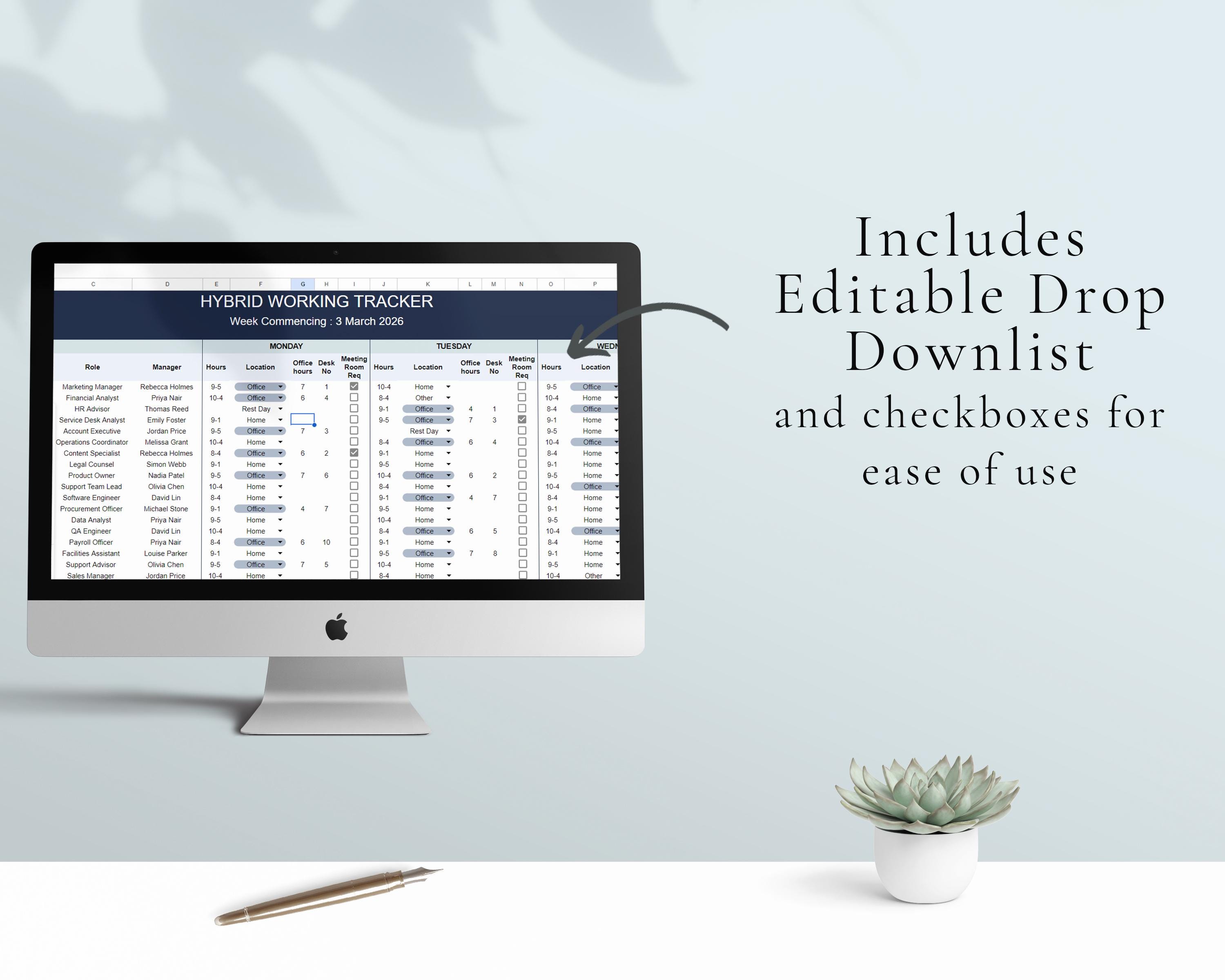 Hybrid Work Tracker Spreadsheet Template, MS Word & Google Docs ...