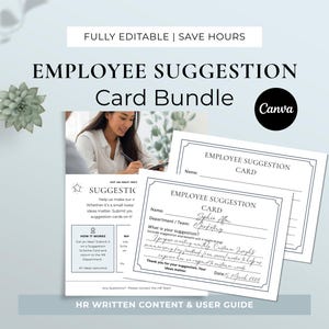 Employee Suggestion Scheme Card & Flyer Bundle, Canva Template, Staff Feedback Form, HR Engagement Ideas
