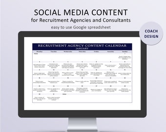 Social Media Content voor Recruitment Bureaus &recruitment consultants, Social Media Content Kalender, Social Media Recruitment Business