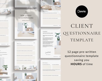 Coaching Client Intake Questionnaire, Canva Template, Business Onboarding