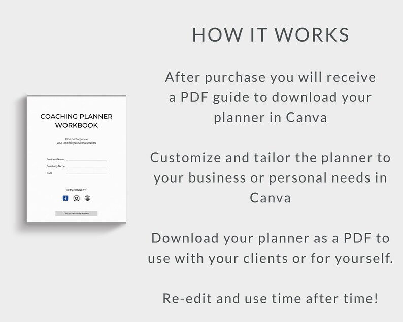 Coaching Planner, Coaching Business Planner Template Canva, life coach planner, coaching toolkit, coaching workbook, business coach planner