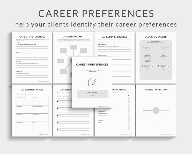 Printable Career Plan Workbook, Career Plan printable, Career Planning tools, Career Coaching printable pdf, Career Toolkit, Career Change