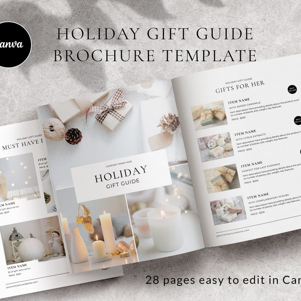 Holiday Gift Guide 2023 Canva Template, Product Brochure Template, Christmas Gift Catalog, Price List Christmas Sales Affiliate Marketing