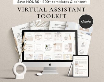 Lot de modèles d'assistants virtuels, réseaux sociaux en Virginie, modèles Canva, idées de contenu, publications Instagram