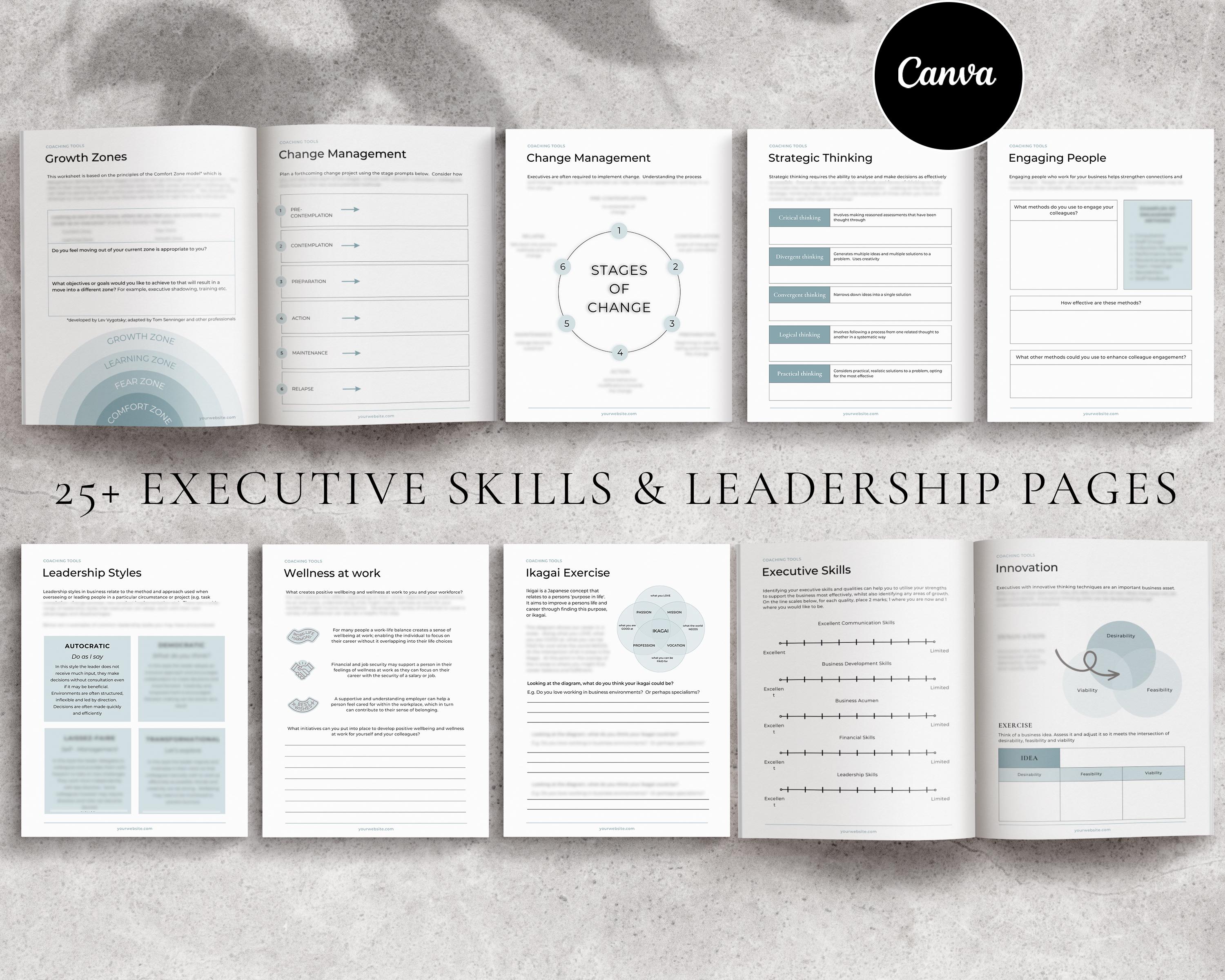 Executive Coaching Tools, Canva Worksheet Templates, Leadership Coach ...