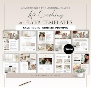 Life Coaching Flyer Template Bundle Canva, Life Coach Advertisement, Marketing and Promotions Leaflet Designs