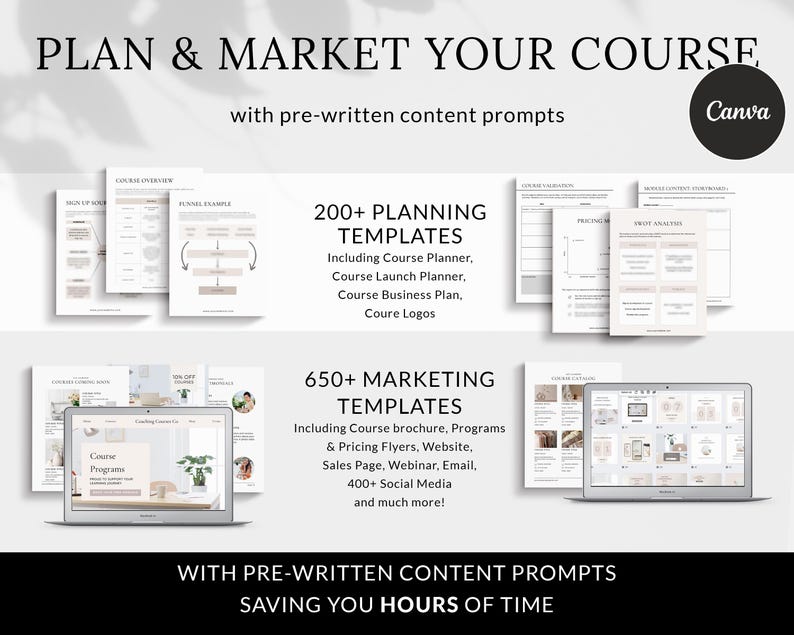 1100+ Course Creator Canva Templates, Course Launch Kit - Etsy
