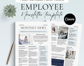 Company Newsletter Template Canva, Employee News Letter, Staff Engagement events, Internal Communications