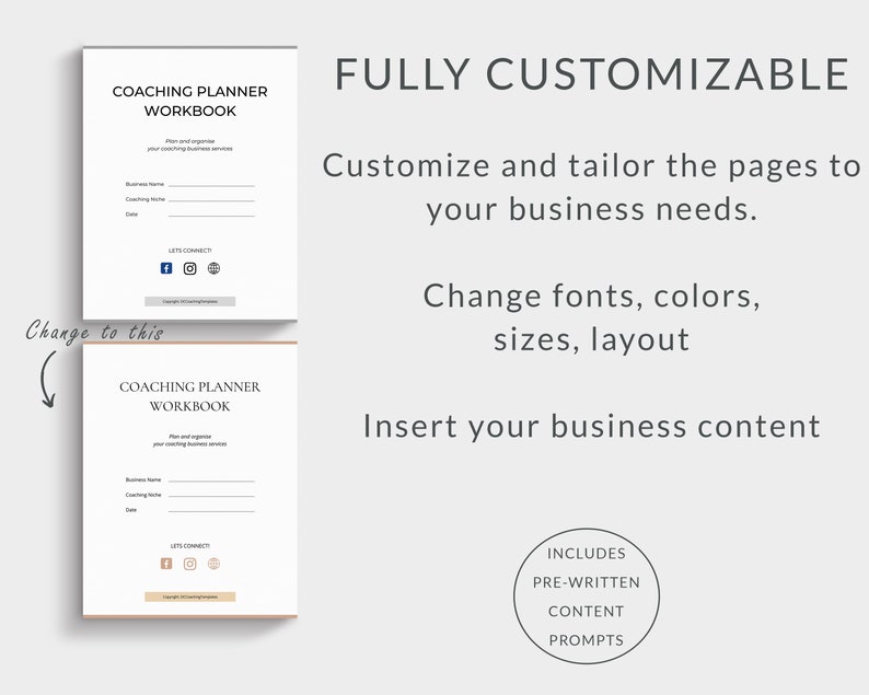 Coaching Planner, Coaching Business Planner Template Canva, life coach planner, coaching toolkit, coaching workbook, business coach planner