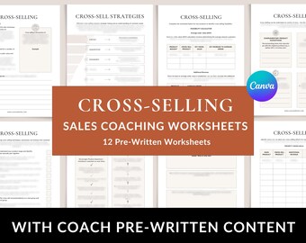 Cross Selling Sales Coaching Templates, Canva Sales Strategy Worksheets (Digital Download)