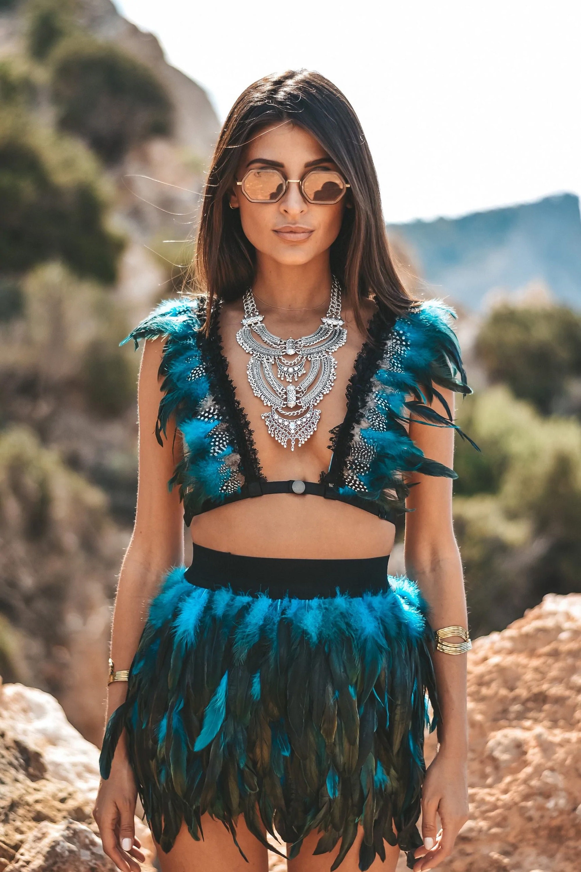 Feather Set / Blue Feathers / Halloween Costume / Festival Etsy