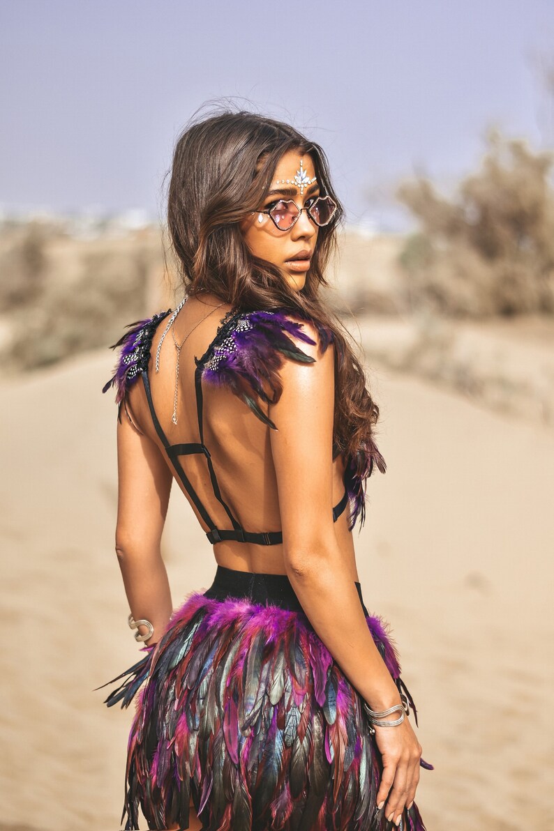 Feather Top / Feather Outfit / Carnival / Rave / Feather Top / Etsy