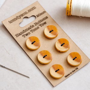 Two Tone Yew Buttons, Handmade & Full Range of Sizes