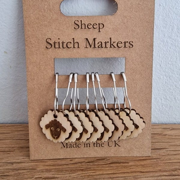 Sheep Stitch Markers - Set of 8 | Knitting & Crochet Accessories - UK made - 8 bulb pins included.