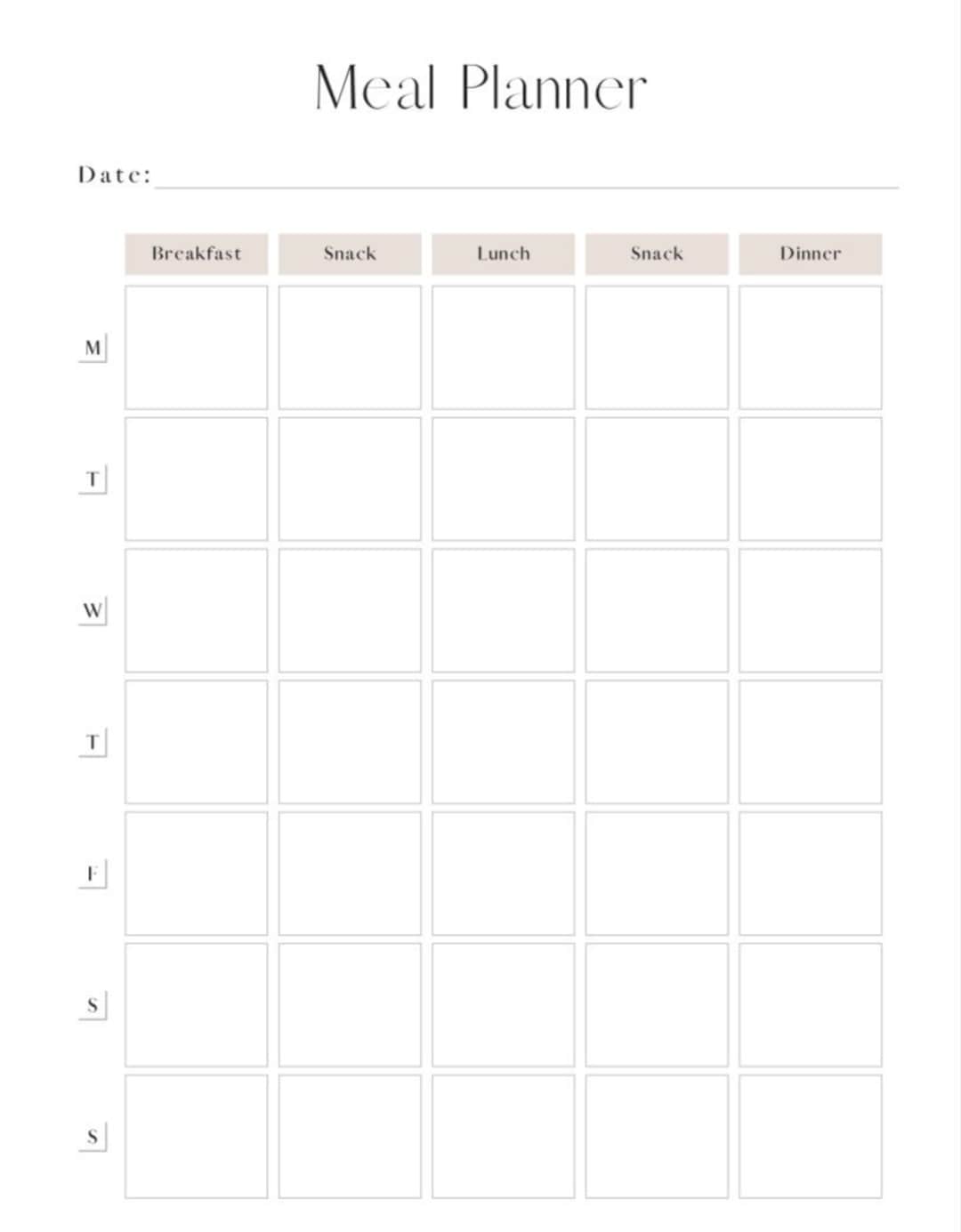 Weekly Meal Planner Printable | Family Menu Organizer (PDF Download, US ...