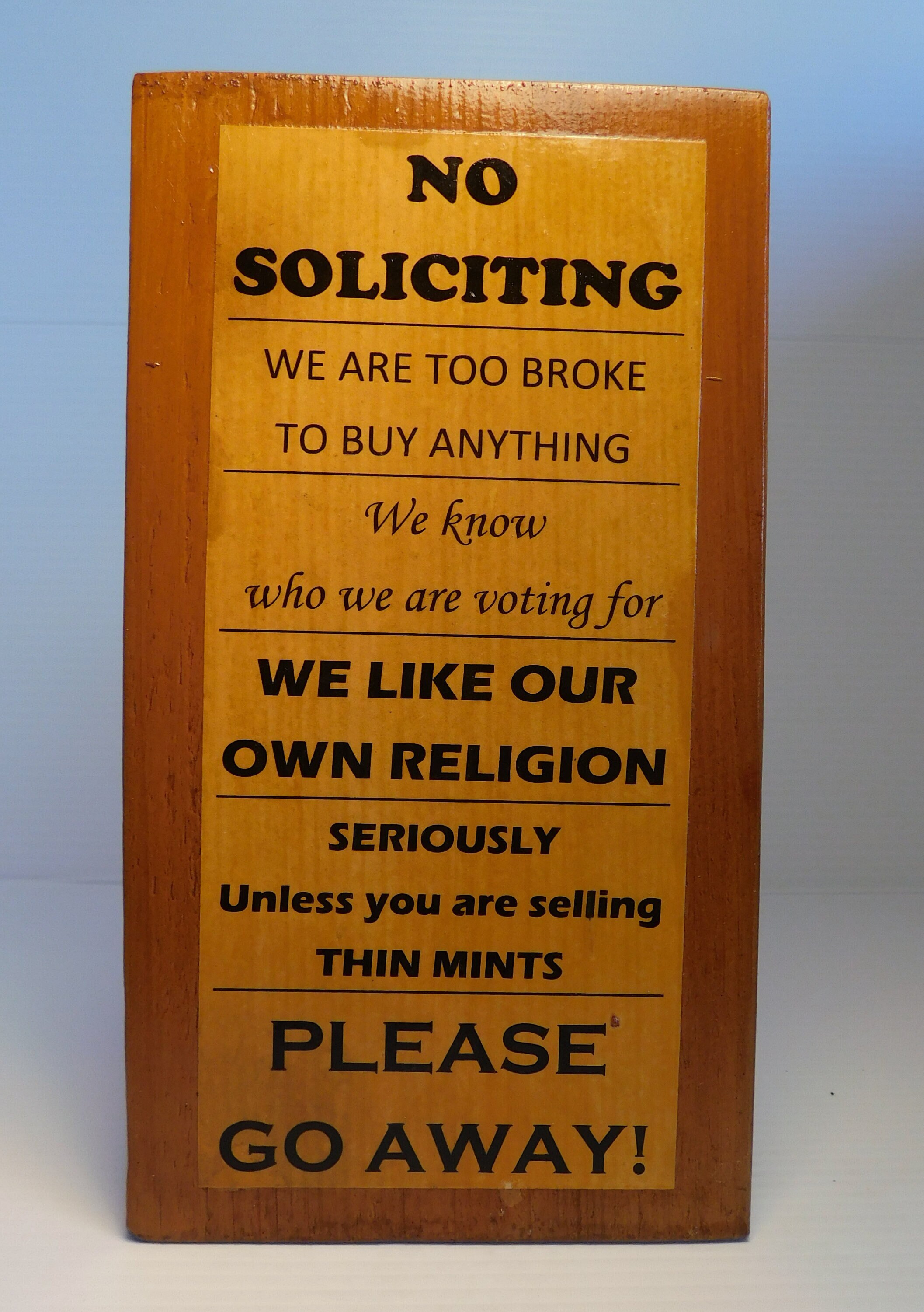 No Preaching or Proselytizing Door Plaque 4.5 Square -  Hong