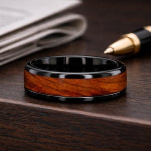 W5 Bague céramique, inclusion bois, chêne naturel